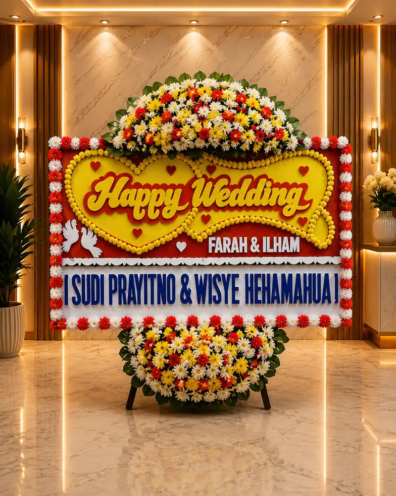Toko Bunga Online Kebagusan Jakarta Selatan Bunga Papan happy Wedding