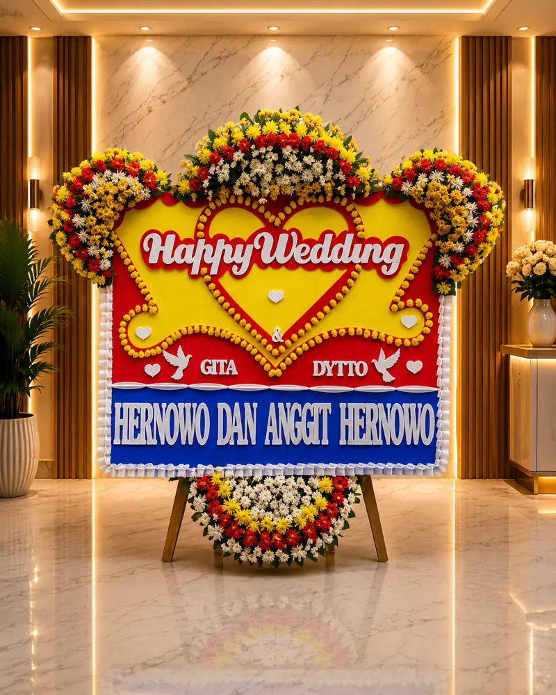Toko Bunga Online Kebagusan Jakarta Selatan Bunga Papan happy Wedding